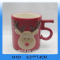 Christmas snowman ceramic mug with number handle